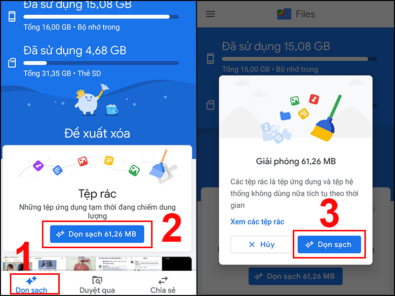 Vào ứng dụng Files của Google 